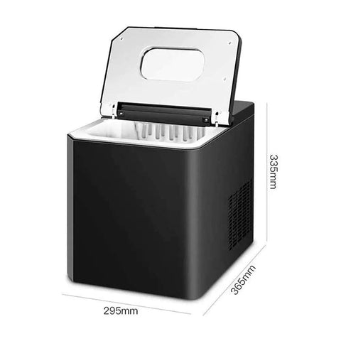 Portable Countertop Ice Maker Machine 11kg Black Electric Nugget Ice Maker With Auto Clean And Big View Window open lid showing ice tray.