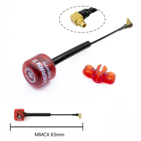 Cherry2 5.8G FPV Antenna MMCX RHCP 83mm For FPV Quadcopter Racing Drone, red design, laser metallized cherry elements.
