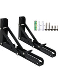 Legit Heavy Duty Black Folding Shelf Brackets Wall Mount Supports Rock Solid 150 Lb Load Capacity Pack Of Two with hardware