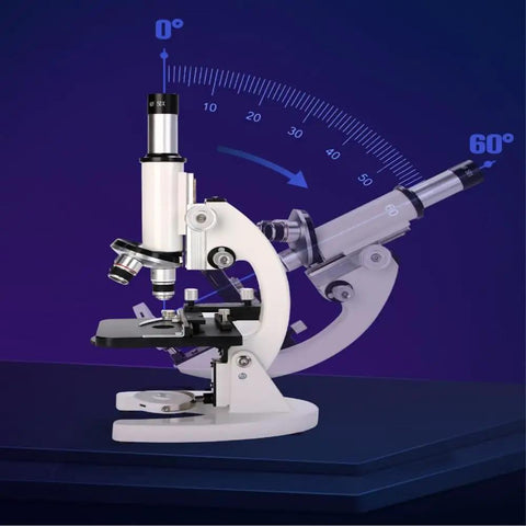 Compound Microscope For Grownups And Students, 200X To 5000X High Power Biology Microscope showing adjustable angle, sleek black finish