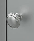 Close-up of the knob on a Heavy Duty Stainless Steel Shelving Unit Engineered To Handle Beefy Loads Without Bending Or Sagging.