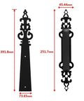 Decorative Garage Door Hardware Kit With Tough As Nails Handle Hinges For Doors And Barn Doors Smooth Soft Close With Silent Hydraulic Buffer Built To Last Steel Plate Easy Mount For Wood Or Aluminum; hinge dimensions shown