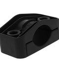 Knockout Quality High Voltage Cable Clamp Grips Wiring Harness Rock Solid For Distribution Box Wire Clutter Control and Dead Simple Electrical Routing Saves Real Time Effort In Black, plastic clamp viewed from angle.