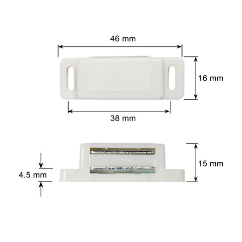 Magnetic Cabinet Latch White Plastic 4 Pack for Kitchen Cupboards and Furniture Easy Install Magnetic Door Catch dimensions
