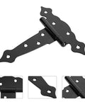 Black 6-inch Beefed Up Heavy Duty Gate Hinges for Wood Gates T Post Hinges Black Fence Kit with Screws close-up view