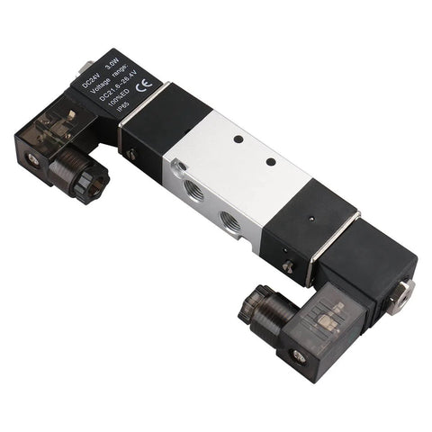 Workhorse Pneumatic Solenoid Air Valve 4V120-06 DC 24V 5 Way 2 Position Internally Piloted Acting Type 1/8 Inch Thread