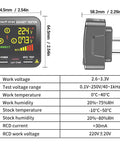 Outlet Tester With GFCI And NCV Non Contact Voltage Detection For North American Outlets showing dimensions and technical specifications.