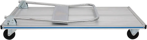 Heavy Duty Folding Platform Truck Aluminum Hand Trolley 770 Lb Capacity with flat chassis and swivel wheels.