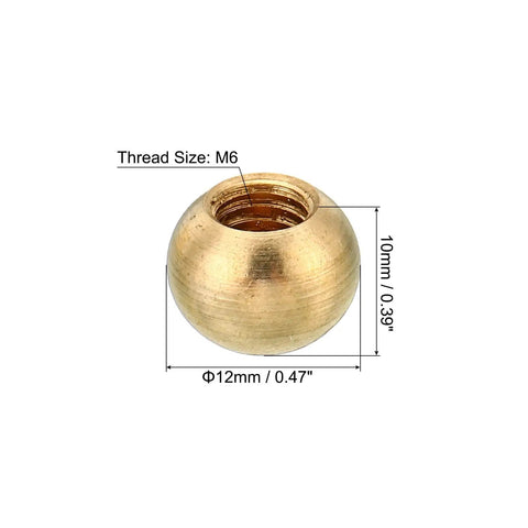 M6x1 Thread Cap Nuts Knob Set 5 Pack Slick Brass Ball Lamp Decoration Caps For Furniture And Lighting Easy Install No Tool Needed Durable Hardware