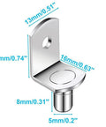 Heavy Duty Shelf Pegs With L Shaped Brackets And Nickel Plated Pins showing dimensions for strong closet pantry and garage storage.