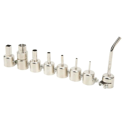Pro Grade Curved Angle Heat Gun Nozzle Kit 8 pcs stainless steel tips for delicate electronics repair and PCB desoldering
