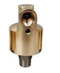 Temperature Rotary Union for Cooling Water, Brass High Speed Swivel Joint with Right Hand Thread HD15, Left And Right Port Connector for Heavy Duty Industrial Equipment, front view