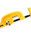 Beast Mode One Piece Pipe Threader And Heavy Duty Cutter With Complete Oil Setup And Smooth Rolling Transport Cart Built Damn Tough To Thread Half To Two Inch Pipe Daily in yellow.