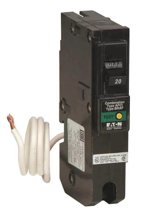 BRCAF120 Single Pole BR 1 Combo Arc Fault Circuit Breaker 20 Amp AFCI for home electrical panels front view