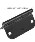 Single Pack Matte Black Door Hinges 3.5 Inch With 5/8 Radius Corners, Sleek Low Profile Look, close-up of hinge design and holes