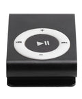 Front view of Go To Pocket MP3 Player For On The Go Tunes, Mini Clip On Music Player with control buttons, black color