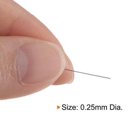 Two Piece 0.25mm Pin Gages With Go No Go Plug Gage, 0.0098 Inch Diameter, 50mm Length, Tolerance ±0.001mm, Bearing Steel GCR15, Hardness Up To 58 HRC, Precision Machining Gauge Set For Tight Fits, held by hand