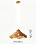 YUJIDAO 19.7 Inch Rattan Chandelier, Boho Pendant Lighting, hand-woven fixture with adjustable cable, perfect for dining rooms.
