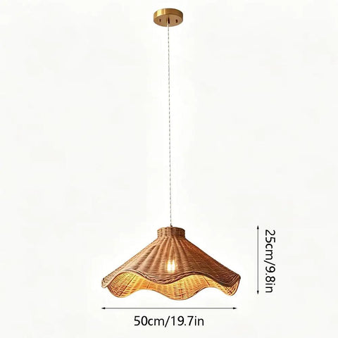 YUJIDAO 19.7 Inch Rattan Chandelier, Boho Pendant Lighting, hand-woven fixture with adjustable cable, perfect for dining rooms.