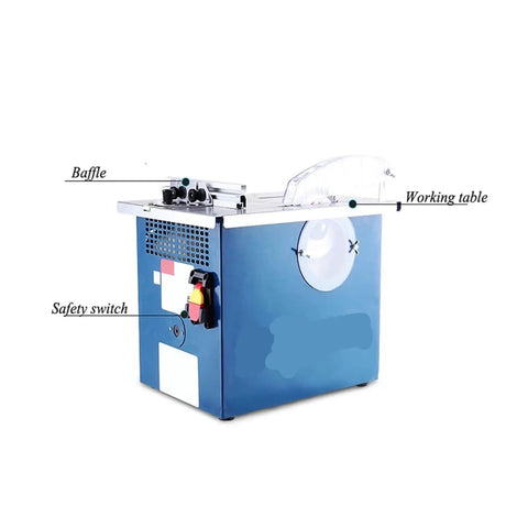 Dustless Saw Table 1100W Mini Table Saw Cuts Like Butter Multi Functional Woodworking Floor Cutter 150Mm Blade side view with safety switch and working table