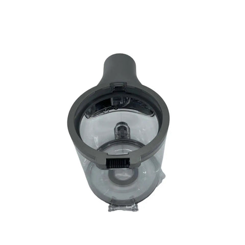 Top view of the Big Capacity Dust Cup For Dreame T30 Mistral Handheld Cordless Vacuum Cleaner Replacement Part, transparent and washable.