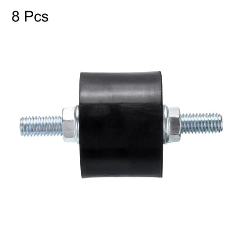 4 Pack M8 Rubber Motor Mounts Anti Vibration Isolator Pads Zinc Plated Studs With Hex Lock Nuts shown from side view, highlighting construction.
