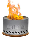 Gray tabletop bonfire fire pit burning with flames, ideal for indoor or outdoor use. Tabletop Bonfire Fire Pit For Indoor Or Outdoor Use Ultra Lightweight And Compact Grab And Go Emergency Fire Kit Burns Up To Four Hours With Food Grade Wax In A Recyclable Tin Ideal For Camping Picnics Beach Trips And Backyard Hangouts.