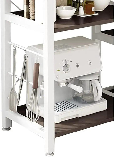 Heavy Duty Three Tier Kitchen Storage Rack And Slick Baking Station With Powder Coated Metal Frame And Sturdy Laminate Shelves Super Easy Setup Space Saving Microwave Stand For Your Home Base Kitchen Game Changer Black