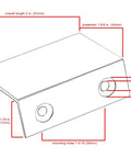 Diagram of 2 Inch Edge Pull In Polished Chrome For Cabinets And Drawers with dimensions and two mounting holes.