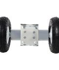 10 Inch Pneumatic Gate Wheels Caster Set With Tough As Nails Q235 Steel Build and Rock Solid 300 Lbs Rating showing dual tires and frame.