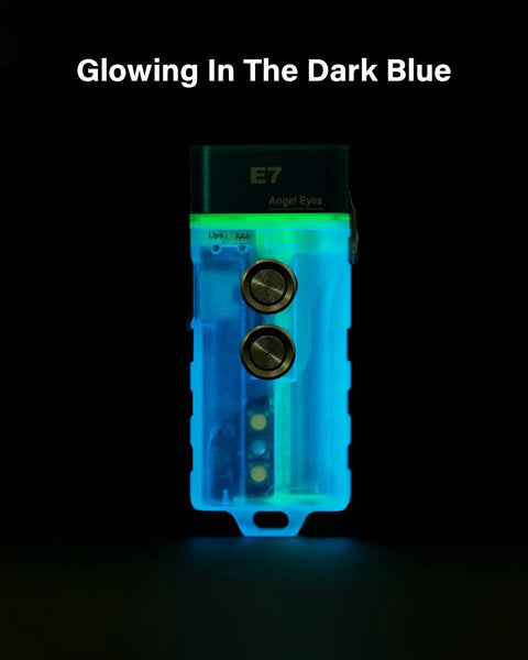 Flat EDC Flashlight USB C Rechargeable Ultra Bright 700 Lumens Tiny But Mighty Keychain Light Glow In The Dark Blue Case