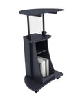 Straight Up Solid Rolling Laptop Cart, Height Adjustable Sit Stand Desk, ergonomic desk with shelves for storage and locking wheels.