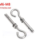 Expansion Screws Hooks Opening Hole M6 M8 In 316 Stainless Steel Eye Bolt with Anchor Body Hex Nut Washer and Screw Rod