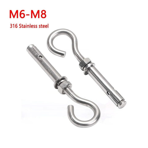 Expansion Screws Hooks Opening Hole M6 M8 In 316 Stainless Steel Eye Bolt with Anchor Body Hex Nut Washer and Screw Rod