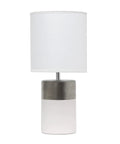 Two Tone Porcelain Bedside Table Lamp With White Fabric Shade in silver and off white, bulb not included, 40W equivalent