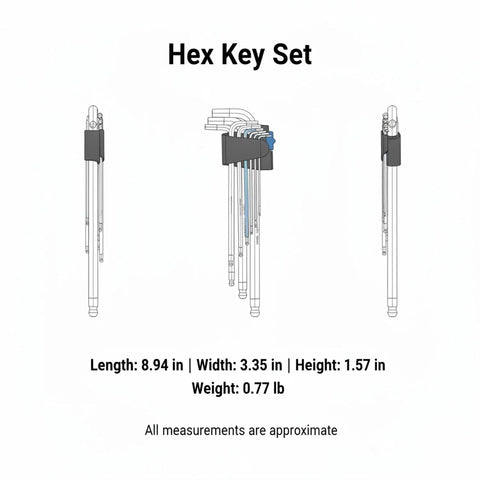 Durable S2 Alloy Steel Hex Key Set With Multicolor Allen Wrenches For Furniture Assembly And Mechanical Repair Tasks That Never Slip Or Bend The Best 9-Piece Kit You Need To Get Stuff Done Fast. 9-piece color coded hex key set with storage holder