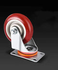 Heavy Duty Polyurethane Caster Wheels With Secure Brakes For Hassle Free Furniture Sliding On Wood Floors Or Carpet Butter Smooth Rolling Office Chair And Cart Mounting Plates Four Pack, red wheel and metal base