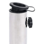 Black Granite Umbrella Base For Outdoor Patio, Sturdy Parasol Stand 45x25x8 Cm, close-up of metal pole holder with knob