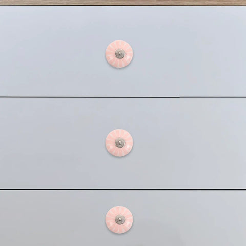 Front view of 4 Pack Handcrafted Blush Ceramic Drawer Handles For Dresser And Kitchen Cabinets Single Hole Vintage Knobs