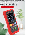 Prograde Wall Scanner And All In One Metal Detector With 2.4 Inch Color LCD Display showing distance measurements on screen.