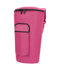 Heavy Duty 12 Inch African Drum Bag Waterproof Shockproof Hand Drum Backpack Oxford Cloth Case in pink color with side pocket.
