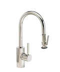 Transitional Prep Kitchen Faucet With Slick Pulldown Sprayer And 360 Degree Swivel Spout In Top Shelf Satin Gold Finish, compact design.