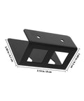 Under Desk Laptop And Tablet Mount Bracket With Protective Pads And Screws Black Metal Storage Holder shown from side with dimensions.