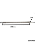 Heavy Duty 220V Straight Fin Electric Air Heater With Rapid Dry Heating Element 365mm long, 12mm diameter, M18 screw design.