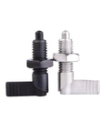 Tough As Nails Carbon Steel Telescopic Spring Indexing Pin With L Handle Knob For Ridiculous Precision And Rock Solid Positioning Self Locking M10 M12 Machine Tool Parts in black and silver.