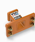 Front Receiver Hitch For Sub Compact Tractors Beefy Heavy Duty Bolt On Mount In Durable Alloy Steel With A Bright Orange Finish Fits BX Series Tractors Easy Install Made In The USA displayed at angle