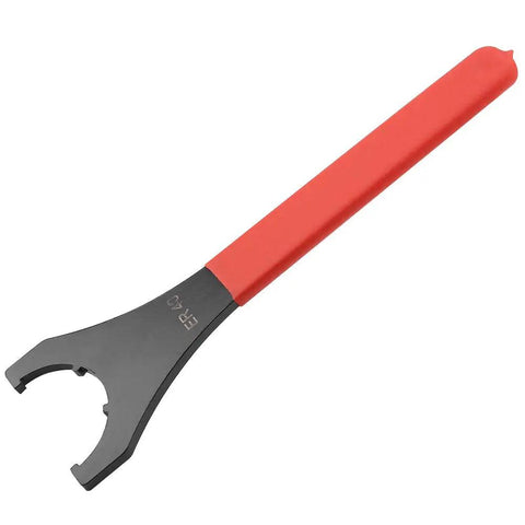 58mm ER40UM Collet Chuck Spanner Wrench For Lathe And CNC Milling Tools, Red handle, heavy-duty steel, 58mm opening.