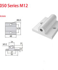 Set Of Four M12 Aluminum Caster Wheel Connectors For 5050 T Slot Extrusion with dimensions and design details shown.