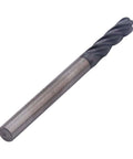 Ball nose end mill, solid carbide, 1/8 in diameter, 1/8 in shank, 4-flute, AlTiN coated, side view