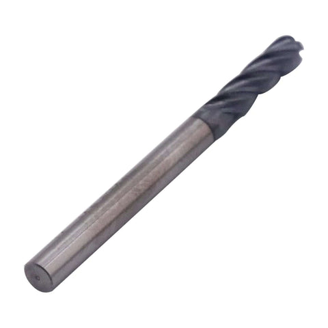 Ball nose end mill, solid carbide, 1/8 in diameter, 1/8 in shank, 4-flute, AlTiN coated, side view
